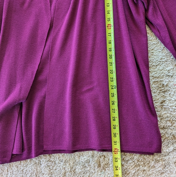 Vintage 90s Dana Buchman Purple Sweater Open Cardigan 100% Wool Drop Shoulder M - Picture 5 of 9